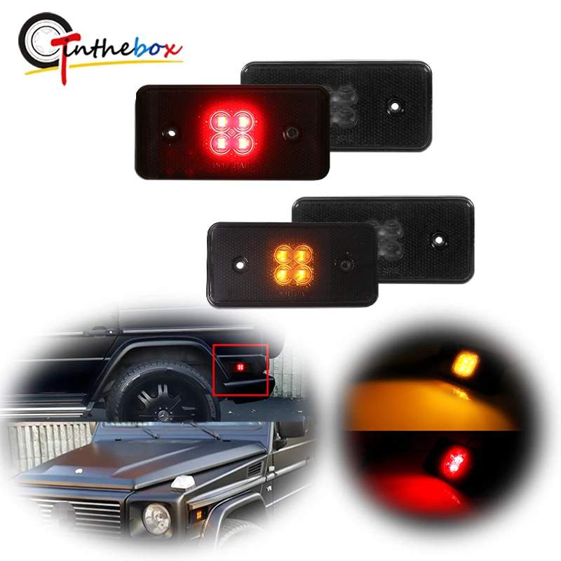 

Gtinthebox Smoked Lens Amber/Red Full LED Side Marker Light For 2002-14 Mercedes W463 G-Class G500 G550 G55 G63 Sidemarker Lamps