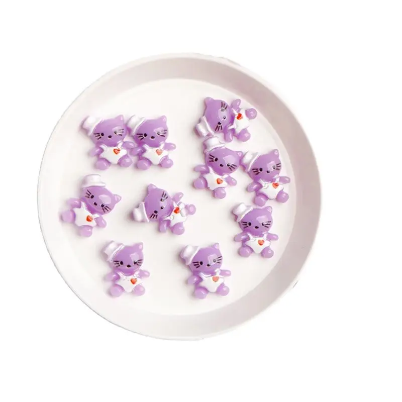 Новые плоские стразы из смолы с милым котом 9.5x11мм 3D для дизайна ногтей нанесение