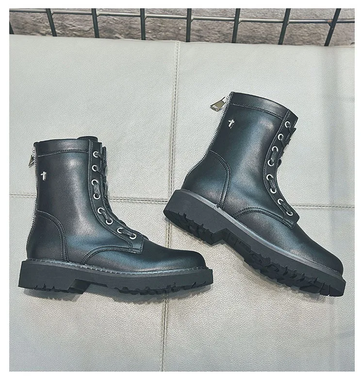 Женские ботинки до середины икры с перекрестной шнуровкой из искусственной кожи