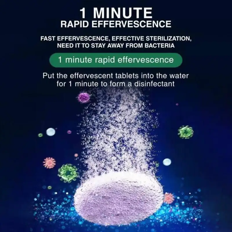 100 шт/бутылка диоксид хлора дезинфицирующее таблетки CIO2/CLO2 Effervescent многоцелевой