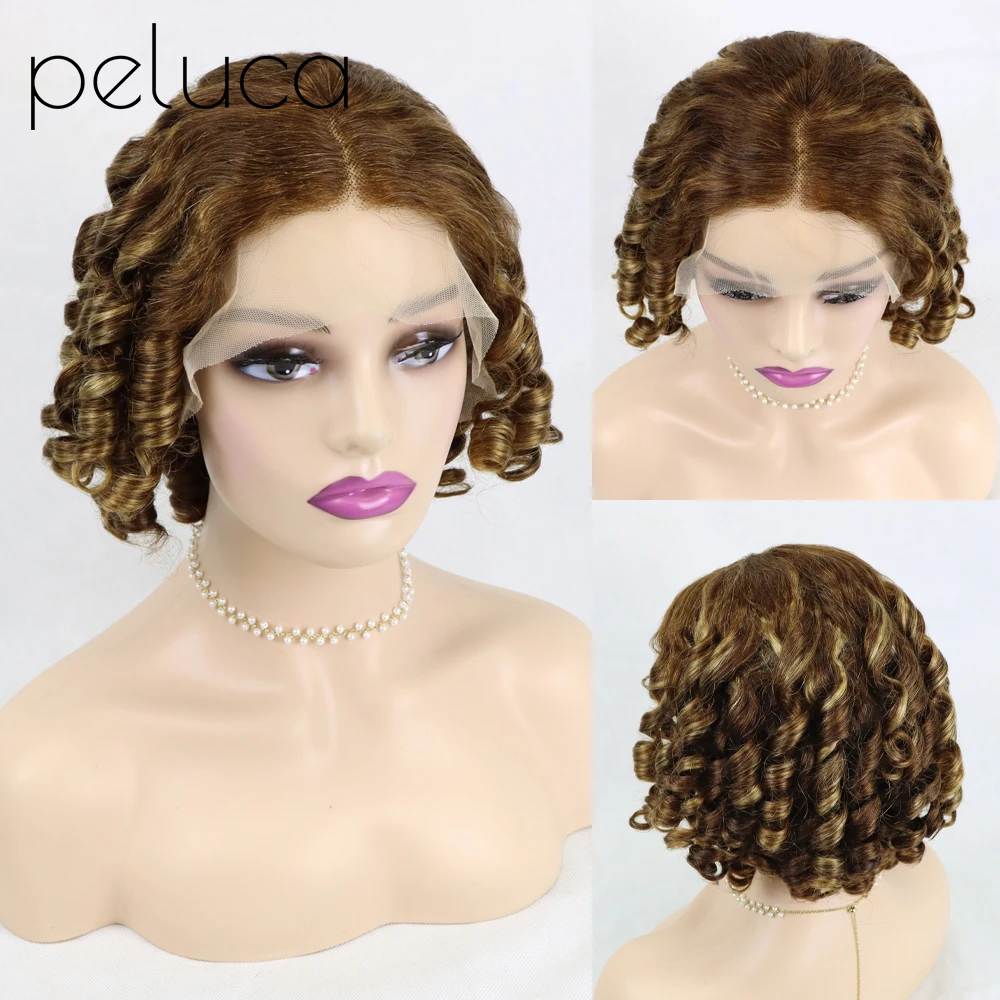 13*4 Front Lace Wig Human Hair Wigs Brazilian Deep Wave Wig 150% Density Deep Curly Bob Wig For Black Women Short Bob Wig