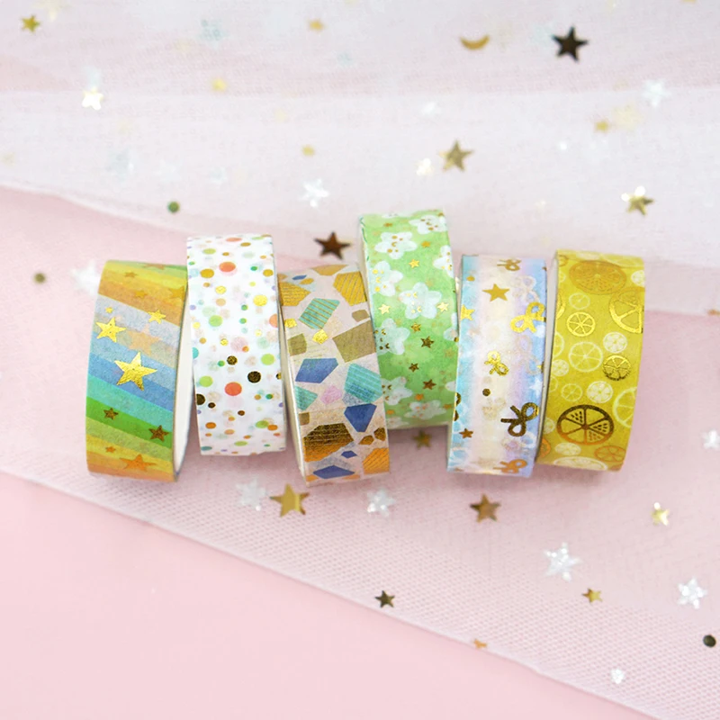 

6 шт. милые Васи-ленты из золотой фольги, милая Радужная Маскировочная лента, декоративная клейкая лента, стикер для скрапбукинга, дневника, ...