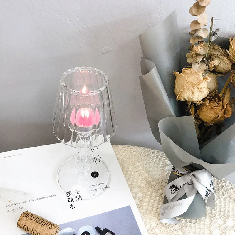 Европейский прозрачный стеклянный подсвечник на День святого Валентина