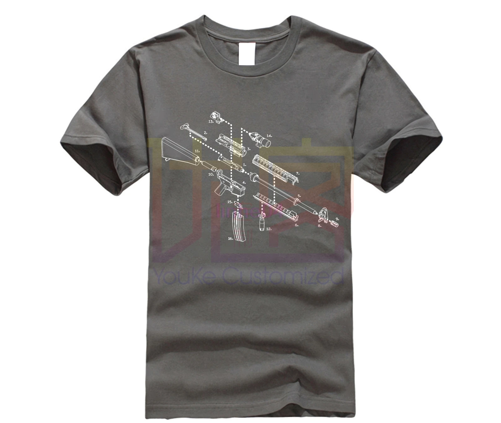 Футболка с изображением AR-15 оружия | Мужская одежда