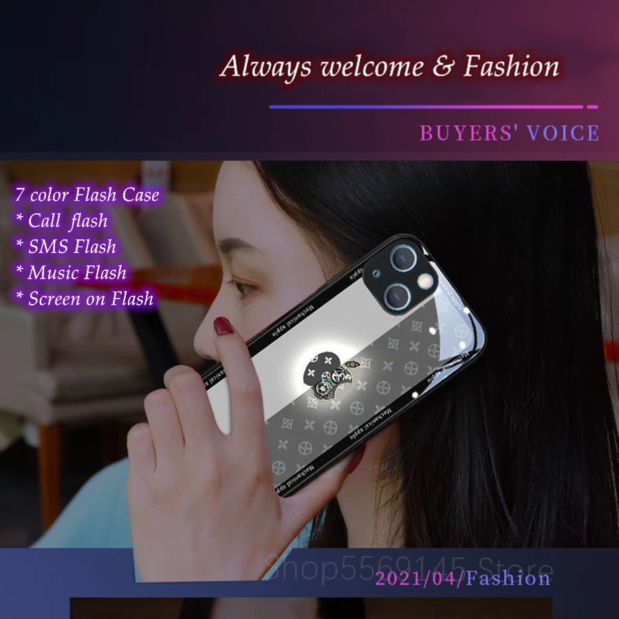 Новый светящийся светодиодный телефонный чехол с логотипом вызова и вспышкой