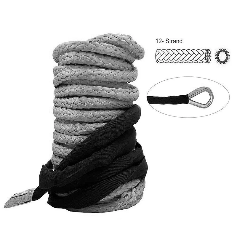 

Synthetic Winch Rope, Grey1/4 x 50Ft Synthetic Winch Rope Line Cable for ATV SUV Truck Boat Winch