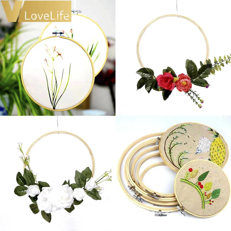Деревянные обручи для вышивки Набор бамбуковых обручей кольца рукоделия игла