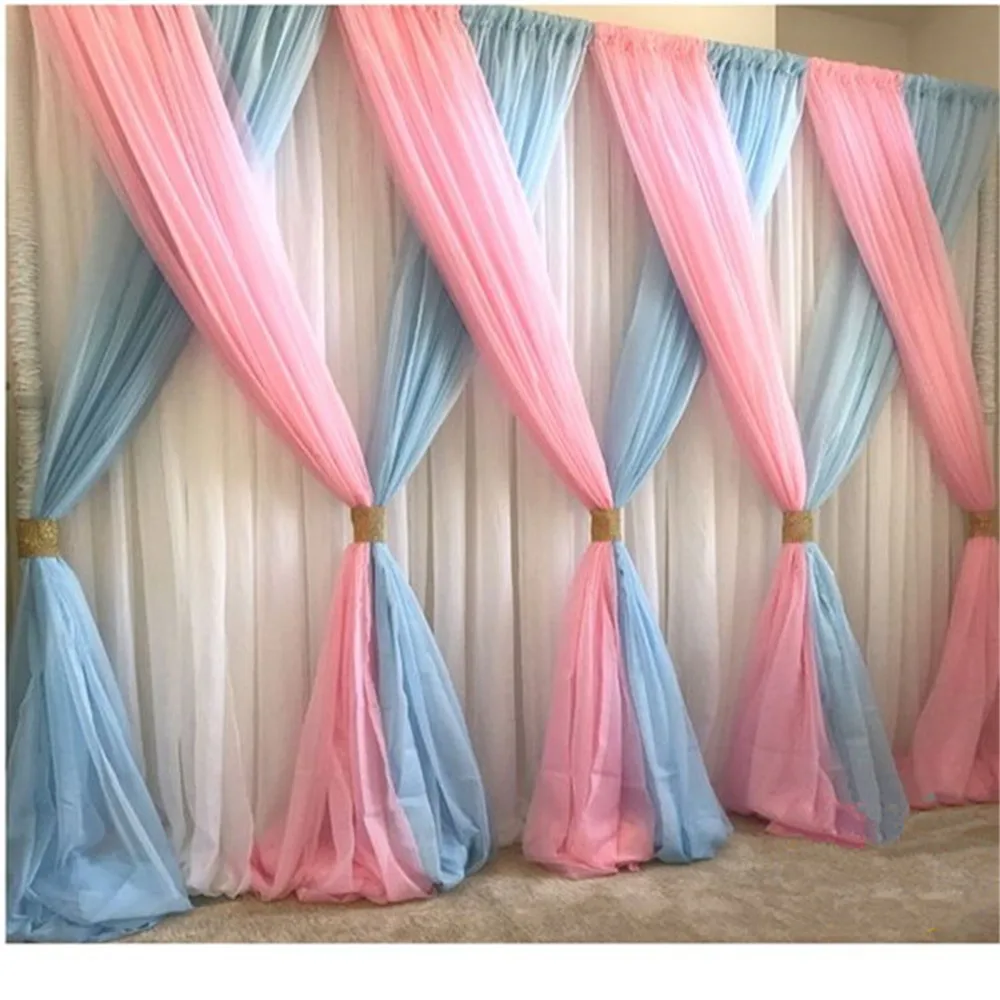 Новейший стиль ярко розовый с небесно голубым свадебным фоном декорация для