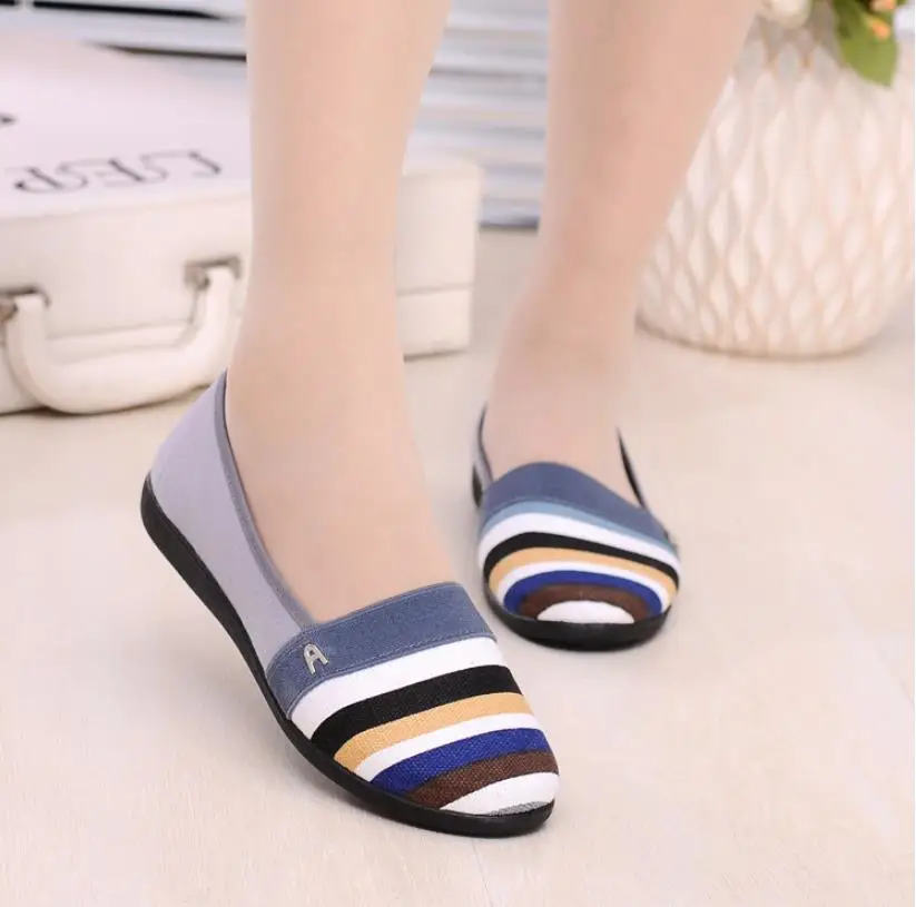 Женская Тканевая обувь Модная разноцветная женская повседневная на плоской