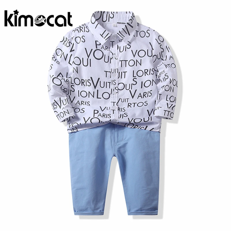 

Kimocat Boys Clothing Set Long Sleeve 2pcs Handsome Gentleman Newborn Casual Baby Boy Clothes Cotton Shirt+Pants Infant Outfits