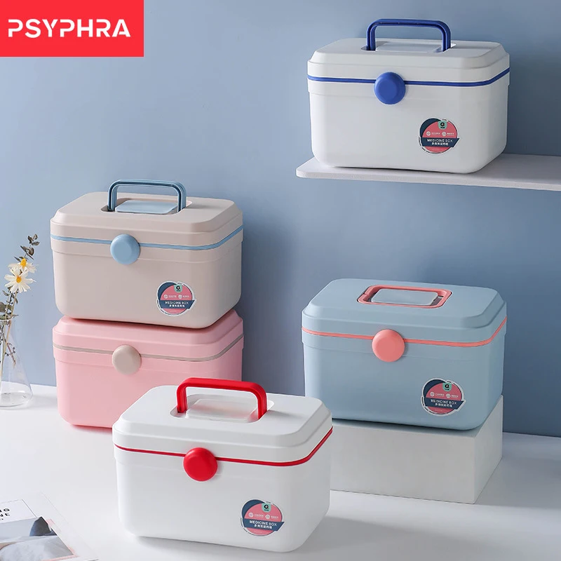 

Multi-functional Emergency Pills Case Chest First Aid Kit Container Portable Household Plastic Medicine Organizer Storage Box