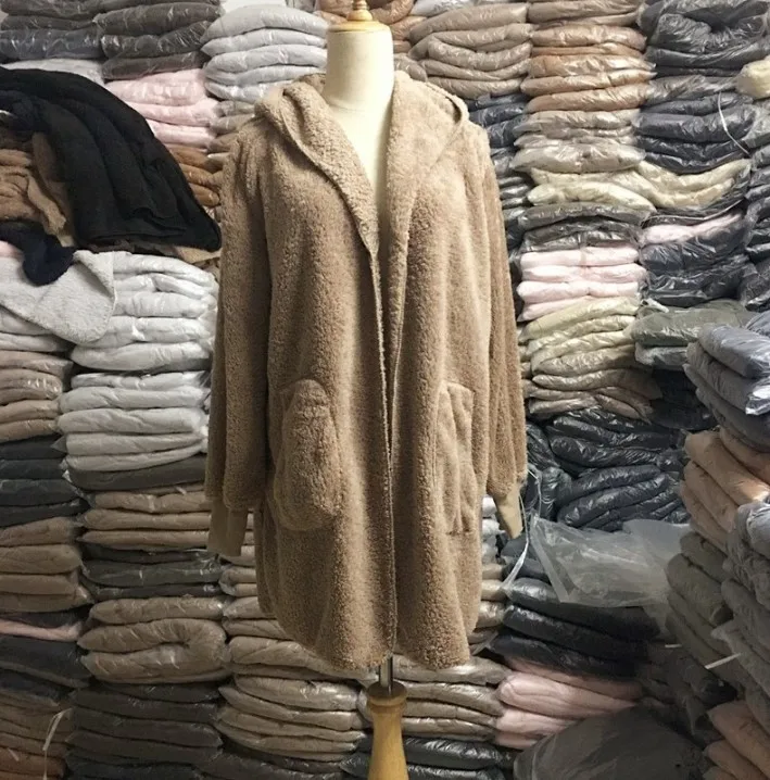 

Autumn Winter Jacket Female Coat Causal Soft Hooded Pocket Fleece Plush Warm Plus Size Faux Fur Fluffy Women Jacket