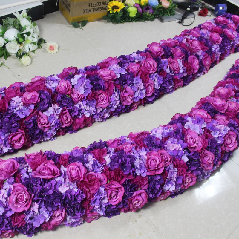 

SPR 2m*30cm width wedding small arch flower table runner flower wall stage backdrop decorative artificial flower wholesale
