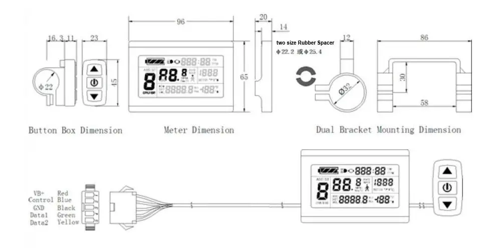 24V 36V 48V 60V 72V Display intelligent KT LCD3 Electric Bicycle bike Parts meter panel with waterproof connector Ebike display |