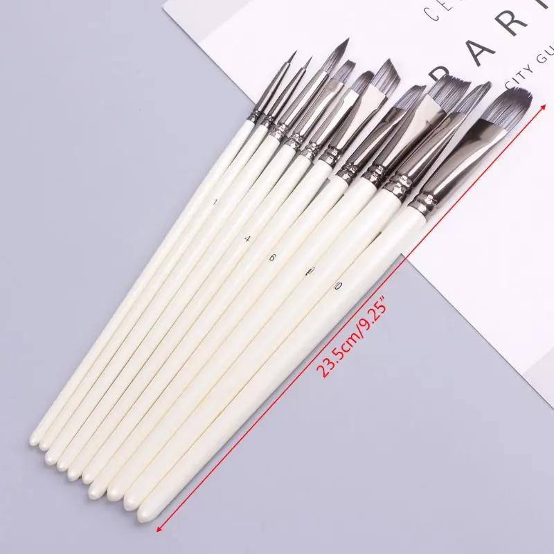 

10pcs/set Wooden Handle Nylon Hair Paint Brushes Professional Oil Watercolor Painting Drawing Art Supplies