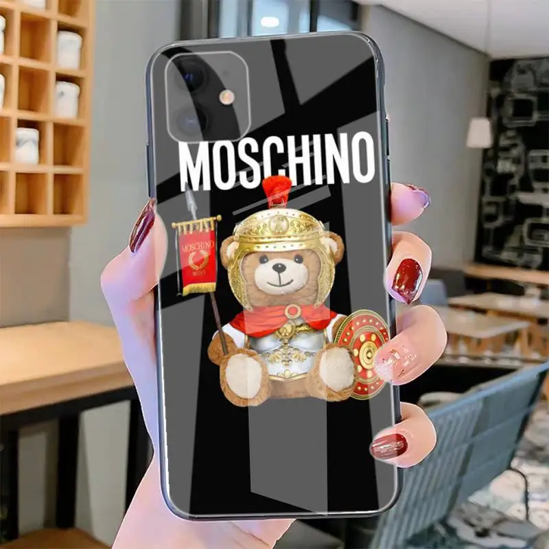 

Luxury Italy Luxury Brand-Moschino Bear Tempered Glass For Iphone6plus 6S 7 7plus 8 X XS XSmax XR 11 12 Pro Max 12mini