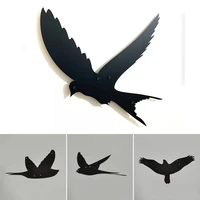 2021 14pcs creative black bird sculpture art wrought iron bird indoor and outdoor hanging metal wall hanging art decoration