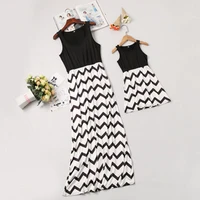 mother daughter vest dresses mommy and me family matching clothes summer sleeveless mama daughter long dress family dress