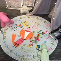Home Decor Round Carpet 150*150cm Large Area Fox Print Carpets Baby Play Mat/Rug Child Picnic Blanket Rugs Crawl Patchwork
