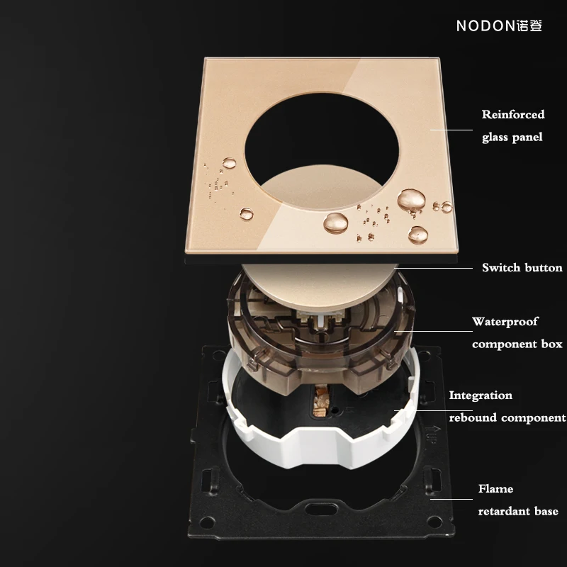 Стеклянный выключатель цвета шампанского золотого и белого 1 банда 2 банды 3 4