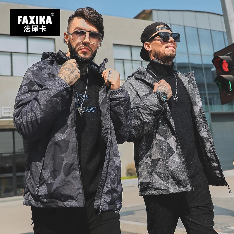 FAXIKA/мужская одежда больших размеров осеннее пальто с капюшоном и бархатными