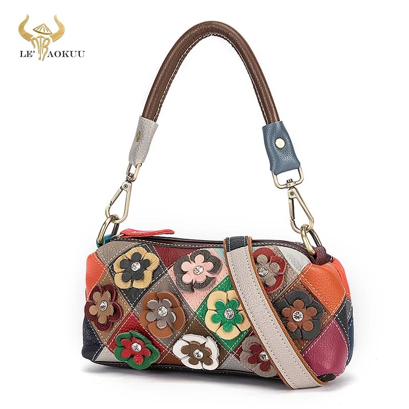 Multi-Color Quality Leather Luxury Brand Ladies Flower Fashion Mini Handbag Shoulder bag Women Designer Female Tote bag 1120B