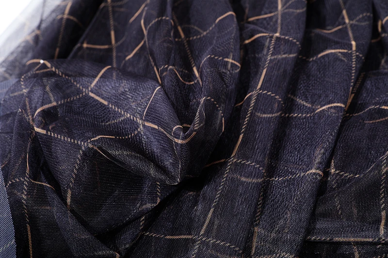 

TWOTWINSTYLE Irregular Plaid Skirt For Women High Waist Mesh Hit Color Casual Skirts Female 2021 New Clothing Spring Fashion