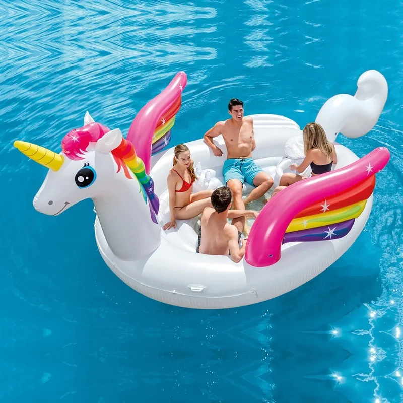 

Giant Unicorn Flamingo Multiplayer Water Party Island Thickened Inflatable Floating Bed Floating Row Swimming Pool Toy Adult