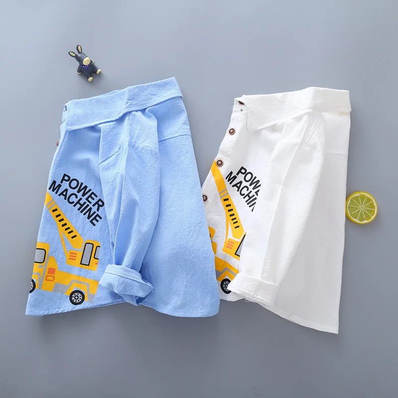 

Autumn Child Baby Boys Cotton Shirts Clothes Kids Boy Casual Cartoon Print Tops Clothing Children Shirt