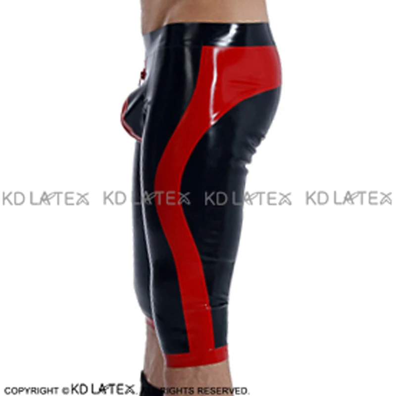 Черные и красные сексуальные длинные латексные шорты боксеры с молнией спереди