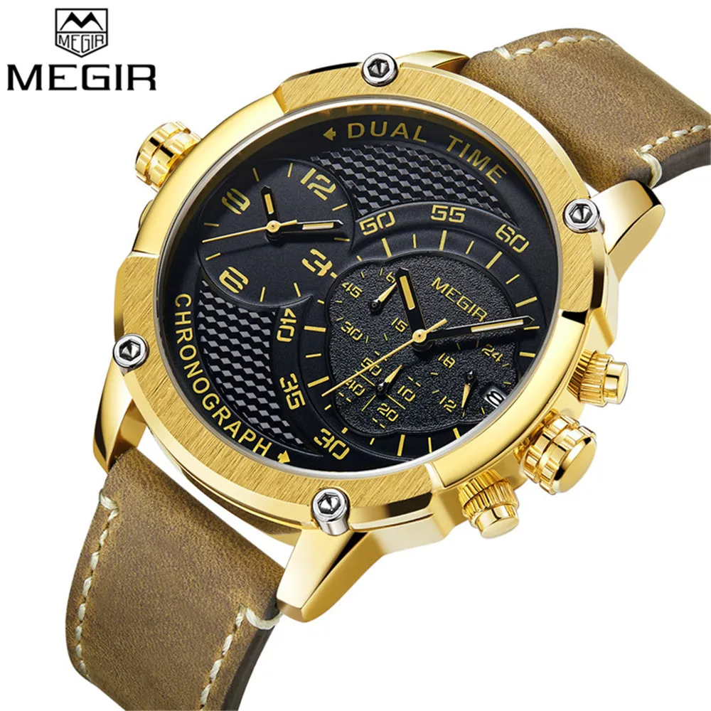 Часы MEGIR Мужские Наручные с календарем брендовые Роскошные спортивные в стиле