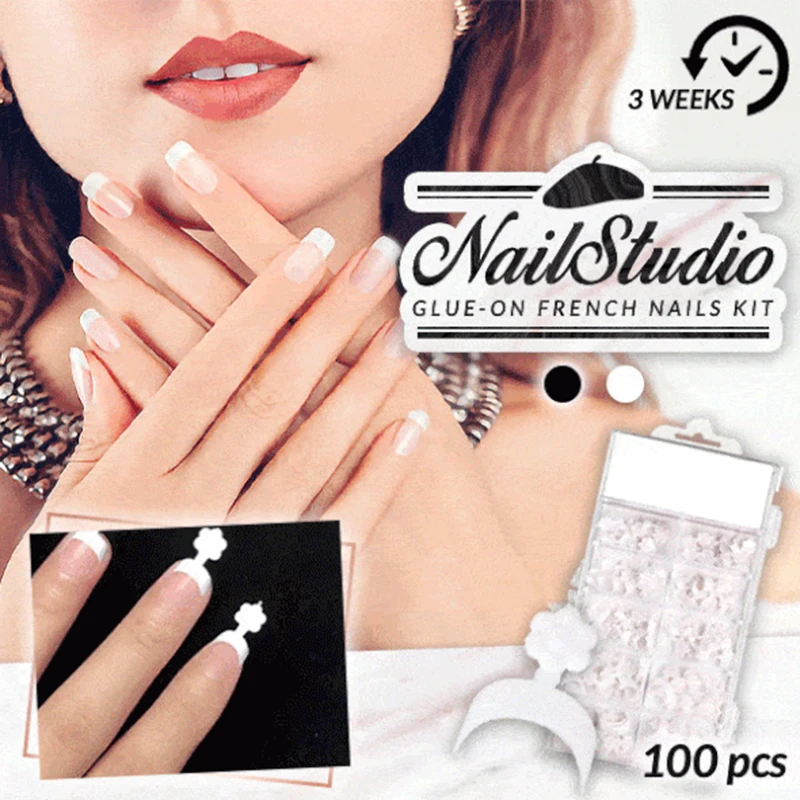 

100 шт., белые накладные ногти во французском стиле, для домашнего творчества, 10 размеров, форма для наращивания ногтей @ ME88