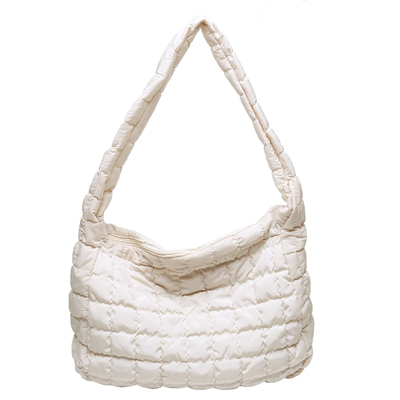 

Women's Bag Winter Soft Down Fabric Shoulder Bag Branded High Quality Designer Big Capacity Underarm Pack Large Female Purses