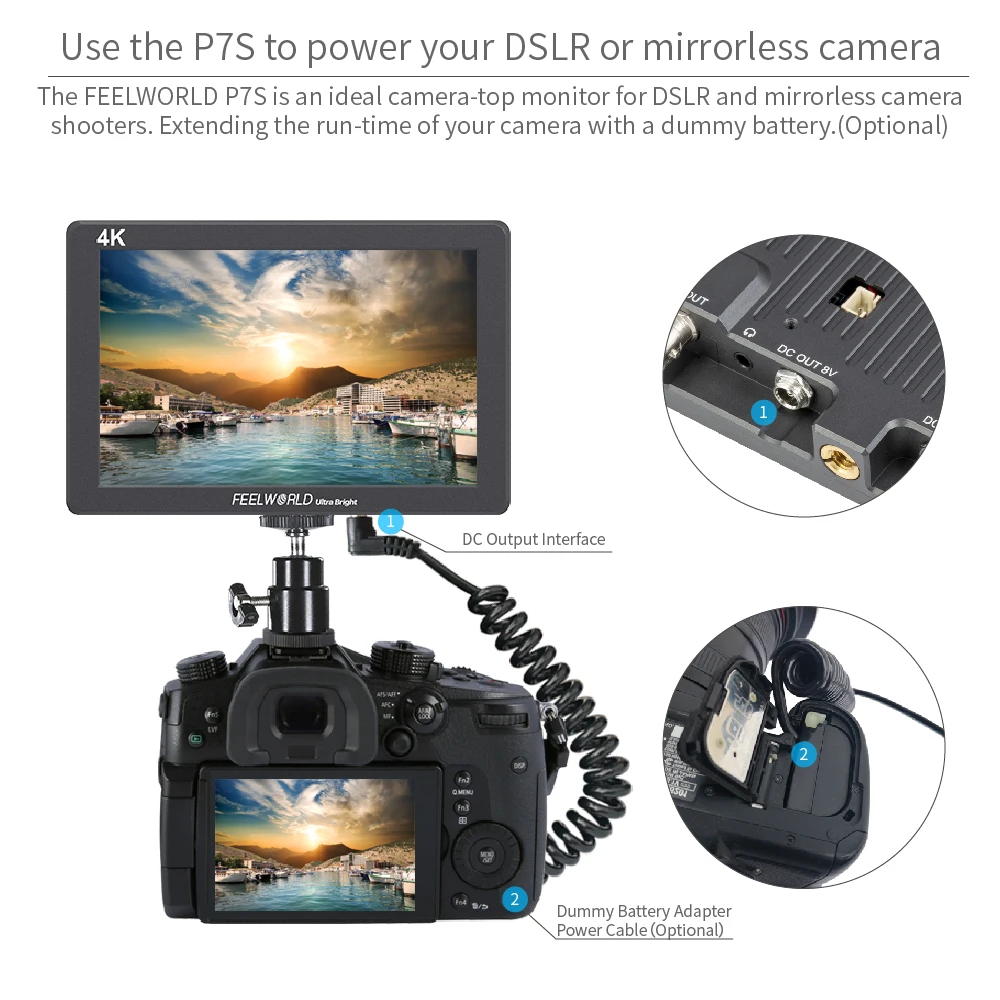 FEELWORLD P7S 4K монитор 7 дюймов 2200nit 3G-SDI на поле камеры DSLR алюминиевый фокус Assist HDMI для