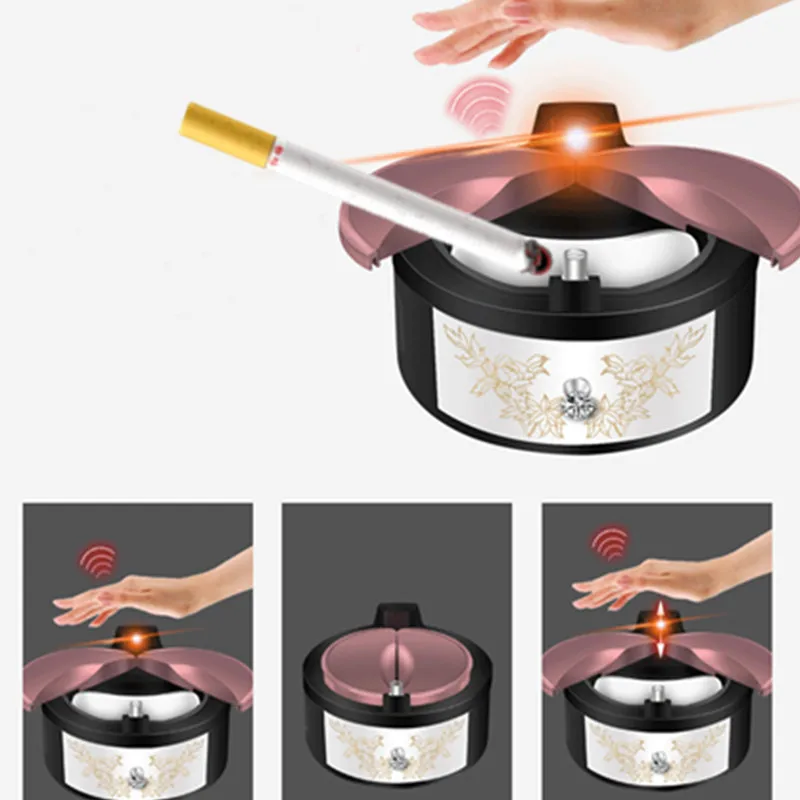 

Intelligent induction Car Cigarette Ashtray Home Women Men Automatic Open Fireproof Windproof Smart Smoking Ash Tray Desk Bins