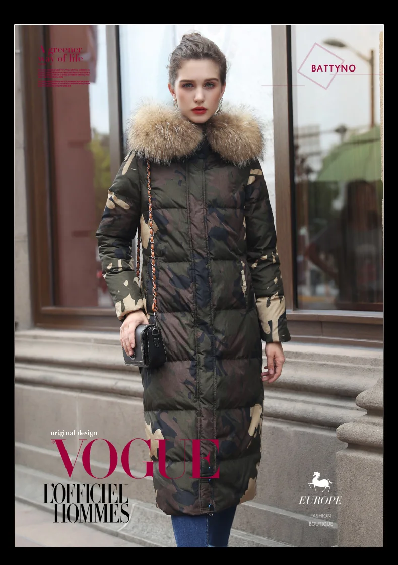 Tcyeek Winter Coat Women Clothes Streetwear X-long Duck Down Jacket Female Ladies Thick Warm Jacket+raccoon Fur Hooded 5203