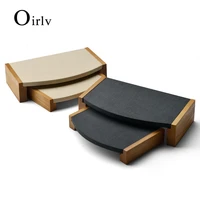 oirlv new wooden stool two piece display stand ring earrings bracelet stand with microfiber jewelry storage display props