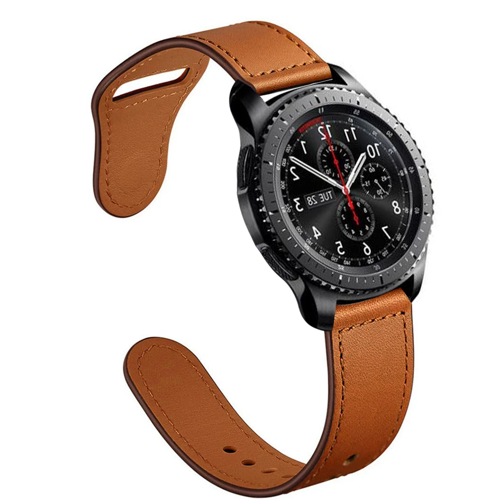 brown Кожаный браслет для samsung Шестерни спортивные S2 S3 Galaxy часы активное 42/46 мм/20/22 мм, ремешок для Xiaomi Huami Amazfit Bip huawei часы gt 2 - Цвет ремешка: brown