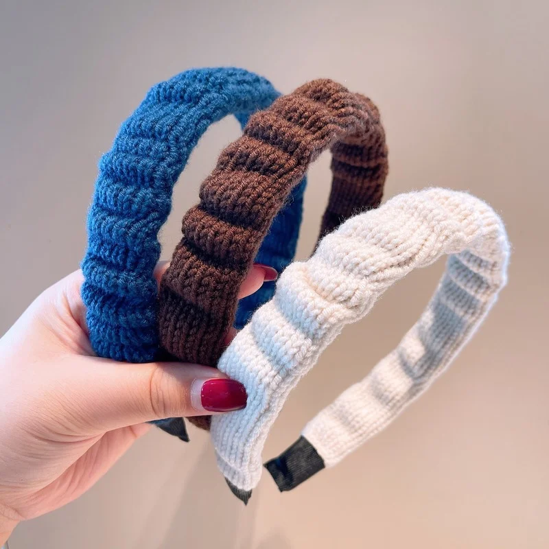 

Повязка на голову женская шерстяная со складками, в стиле «Ретро»