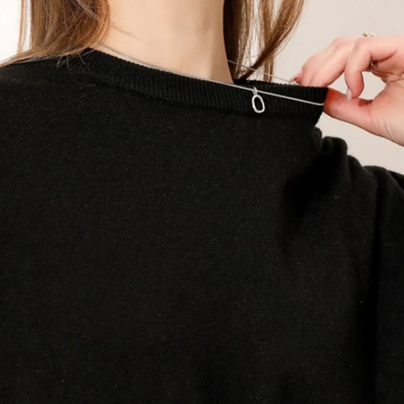 Свитер женский осенне-зимний свободный эластичный пуловер с круглым вырезом и