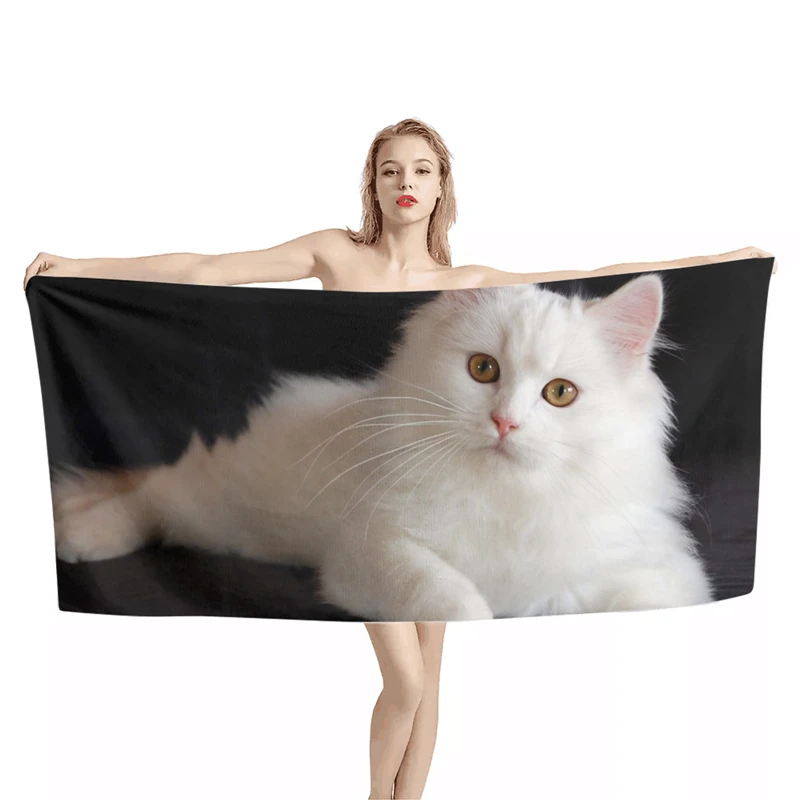 

Банное полотенце из кораллового флиса с персидской кошкой, мягкое толстое полотенце для ванной, бытовое Впитывающее банное одеяло, полотен...