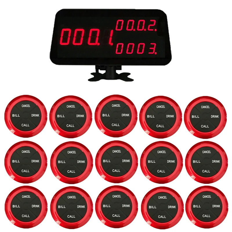 Ycall Беспроводная ресторанная система вызова официанта 1 хост Дисплей приемник 15