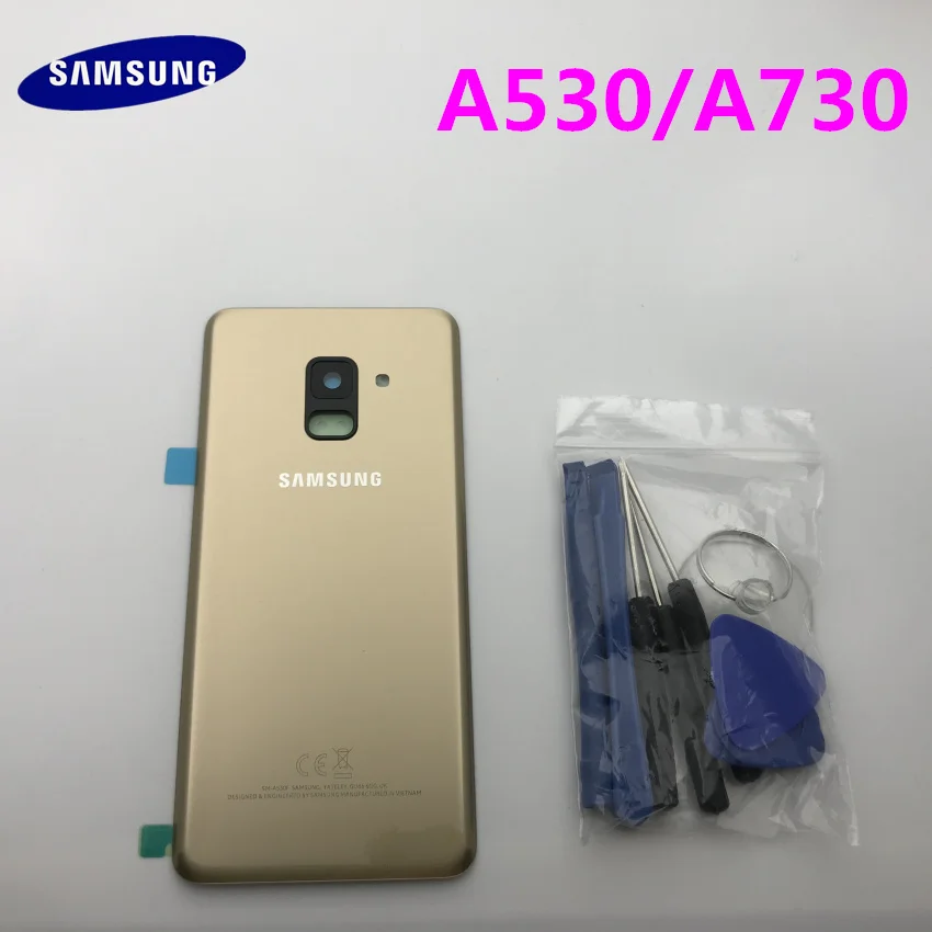 Новая Оригинальная Задняя крышка батареи для samsung Galaxy A8 A530 A530F A730 A730F Задняя стеклянная крышка корпуса с логотипом+ наклейка+ Инструменты