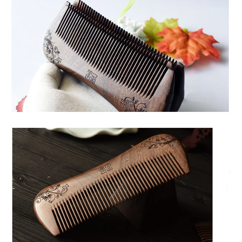 

Hair Combs Healthy Care Natural Wooden Comb Black Gold Sandalwood No Static Beard Comb Sandalwood Comb