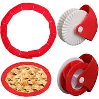 pastry wheel decorator and pastry wheel cutteradjustable silicone pie crust shield silicone pan protectors for baking pie pizza