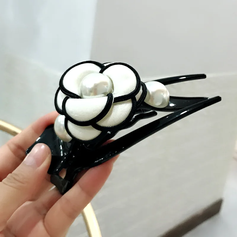 Заколка для волос женская из ткани и Кореи большой зажим с имитацией жемчуга