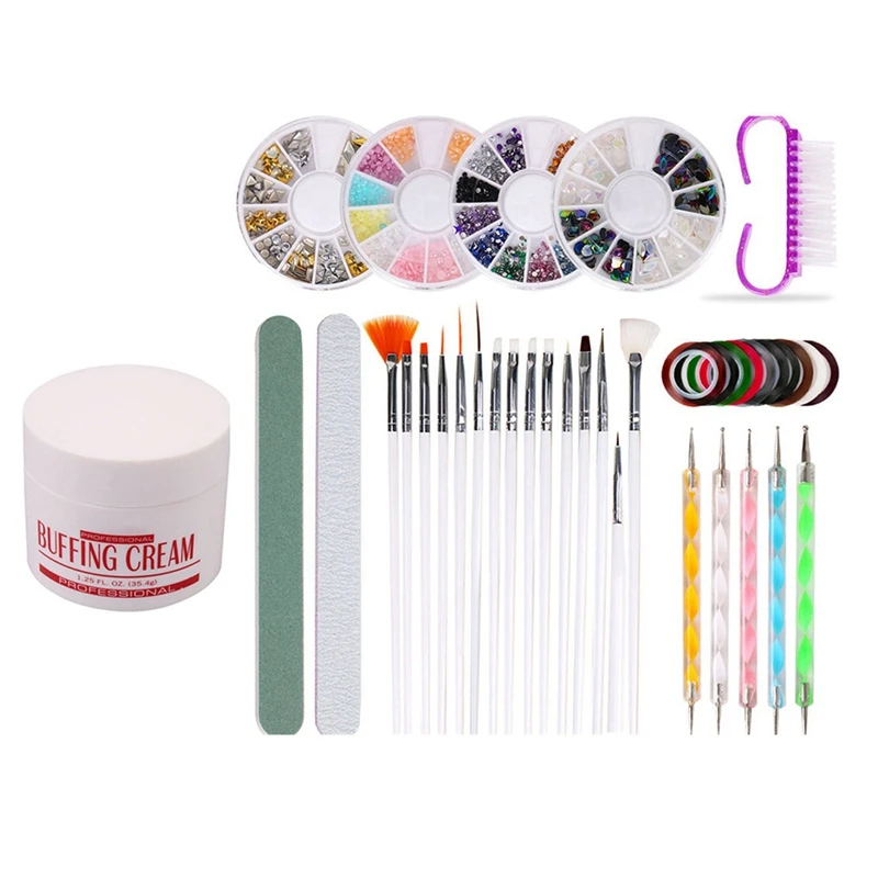 1x уход Бафф крем для маникюра продукты нового розового и 37 шт нейл арта буферная