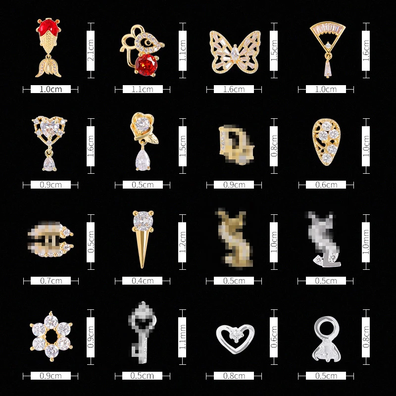 

1pc High Quality Luxury AAA Cubic Zirconia Crystal Nail Top Logo Design Nail Nail Art Zircon Rhinestone Pendant DIY Accessories