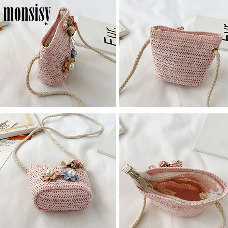 Monsisy 2020 новая соломенная сумка для маленьких девочек через плечо Детский кошелек