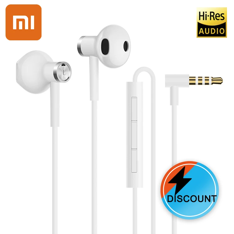 XIAOMI оригинальные наушники с двумя драйверами, полувкладыши, универсальные, 3,5 мм, черно-белые, для Mi4 4C 4 S 5 5 S 5X5 S